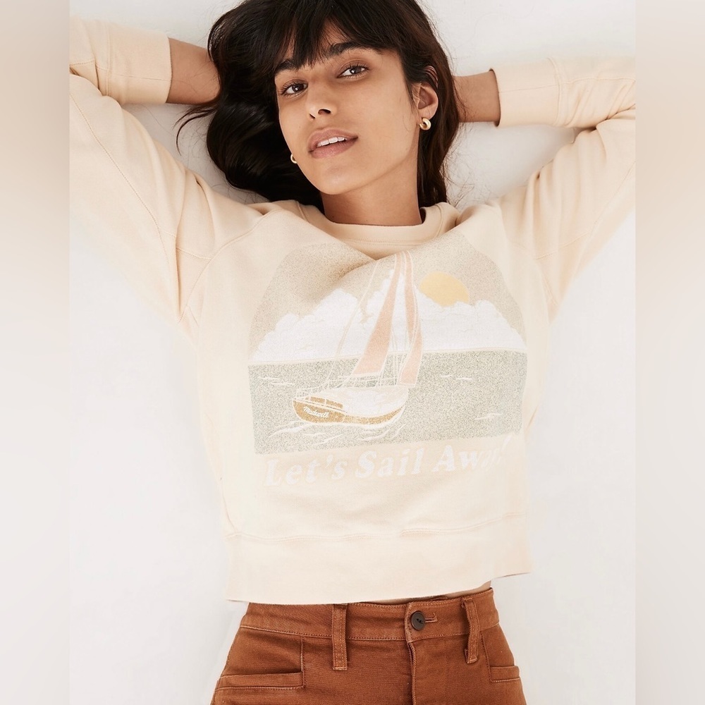 MADEWELL ~ Let's Sail Away (Re)sourced
Cotton Crop Sweatshirt ~ Size Large